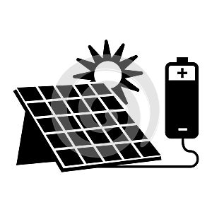 Solar panel battery icon, simple style