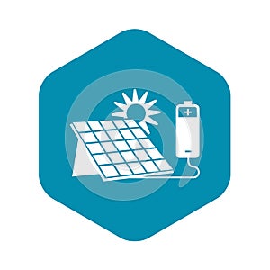 Solar panel battery icon, simple style