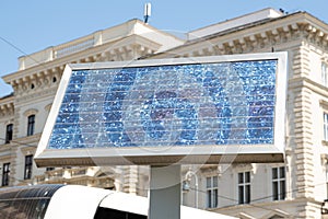 Solar panel battery on the street along the roadway in Vienna, Austria.