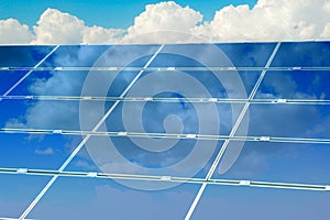 Solar panel below sky
