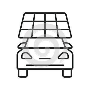 Solar panel for a car icon in line design. Solar, panel, car, energy, power, sun, electric, roof, green, charging