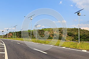 Solar panel on electric pole, use of Solar energy for lightning