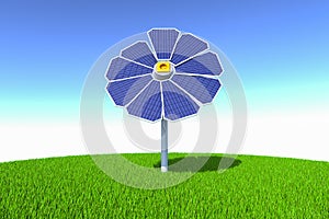 Solar panel for electricity as green technology. 3d render.