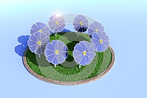 Solar panel for electricity as green technology. 3d render.