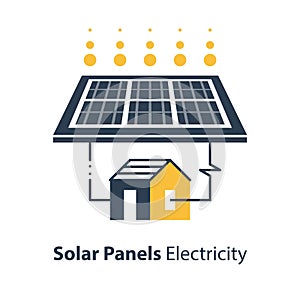 Solar panel electricity, source of energy, flat illustration