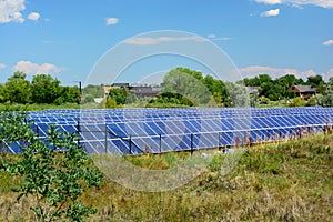 Solar Panel Energy Farm on a Sunny Day