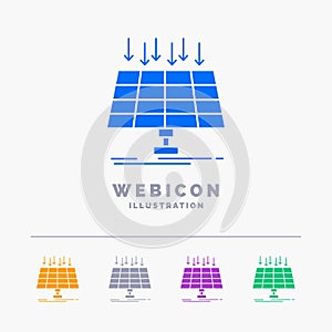 Solar, Panel, Energy, technology, smart city 5 Color Glyph Web Icon Template isolated on white. Vector illustration