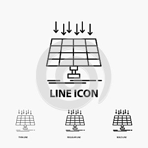 Solar, Panel, Energy, technology, smart city Icon in Thin, Regular and Bold Line Style. Vector illustration