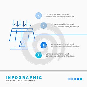 Solar, Panel, Energy, technology, smart city Infographics Template for Website and Presentation. Line Blue icon infographic style
