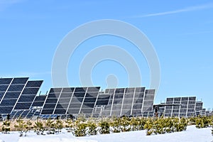 Solar Panel Farm, Natural Energy, Winter