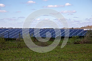 Solar panel farm produces green environmentally friendly energy