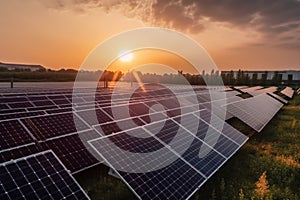 Solar Panel Farm during sunset