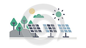 Solar Panel Field Renewable Energy, vector design Generative AI