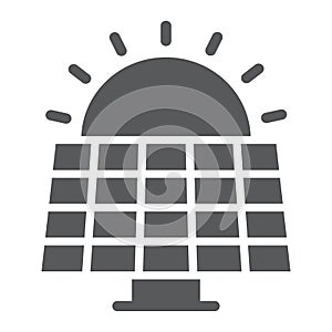 Solar panel glyph icon, ecology and energy