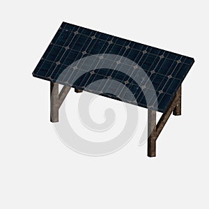 Solar panel on grey, alternative electricity source, concept of sustainable resources. 3D illustration
