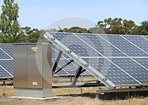 Solar panel grids at an energy conversion solar park
