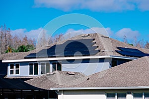 Solar panel on a house roof