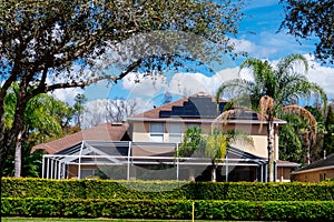 Solar panel on a house roof