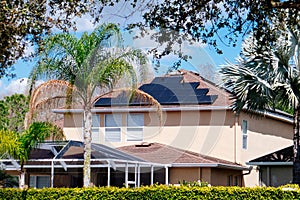 Solar panel on a house roof