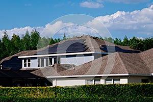 Solar panel on a house roof