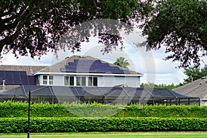 Solar panel on a house roof