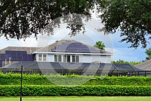 Solar panel on a house roof