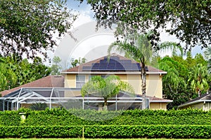 Solar panel on a house roof