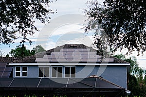 Solar panel on a house roof