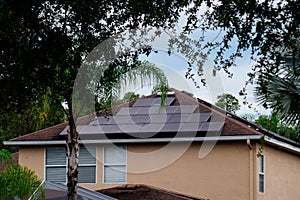 Solar panel on a house roof