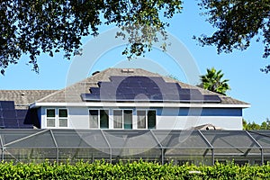 Solar panel on a house roof