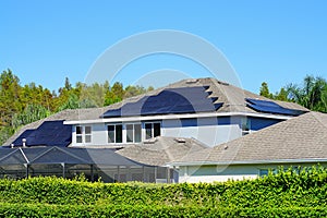 Solar panel on a house roof
