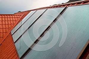 Solar panel on the house roof.