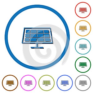 Solar panel icons with shadows and outlines