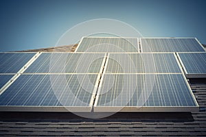 Solar panel installation on asphalt shingles rooftop