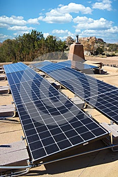 Solar panel installation on a flat New Mexico roof