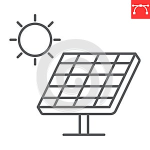 Solar panel line icon