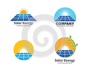 solar panel logo vector icon of natural energy