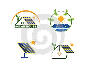 solar panel logo vector icon of natural energy