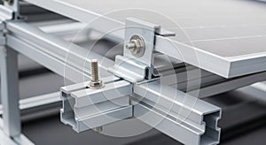 Close Up Solar Panel Mounting System Connection Point for Renewable Energy Grid