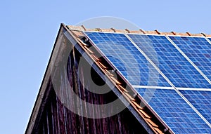 Solar panel on old barn