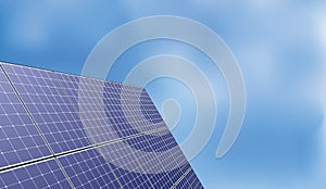 Solar panel over blue sky background