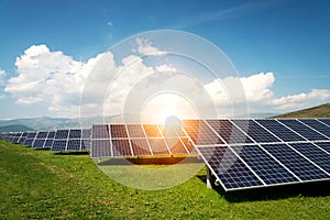 Solar panel, photovoltaic, alternative electricity source - concept of sustainable resources photo