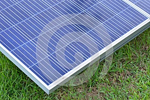 Solar panel, photovoltaic, alternative electricity source - concept of sustainable resources in Singapore.