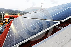 solar panel plant on a roof