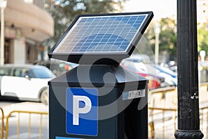 Solar panel powered urban parking meter