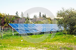 Solar panel produces green, environmentally friendly energy from the sun.