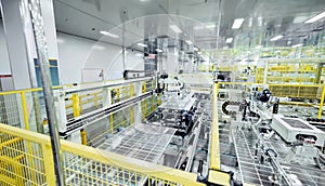 Solar panel production line of the plant. Modern equipment.