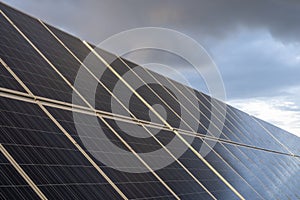 Solar panel with rain drops on it. Solar panel in rain.