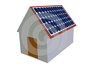 Solar panel on roof hous. Vector illustration