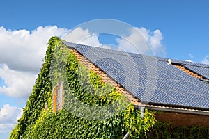 Solar panel on a roof of a house